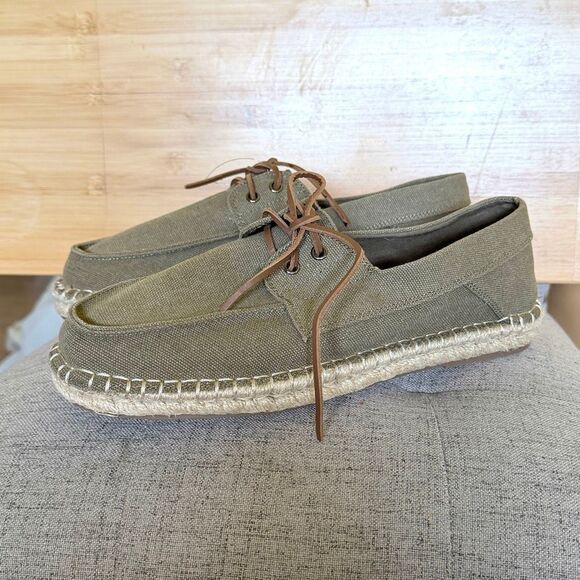 NWT Zara Gorgeous Sz 10 Men\'s Khaki /Olive Green Suede Espadrille Lace-Up Shoes main image 7